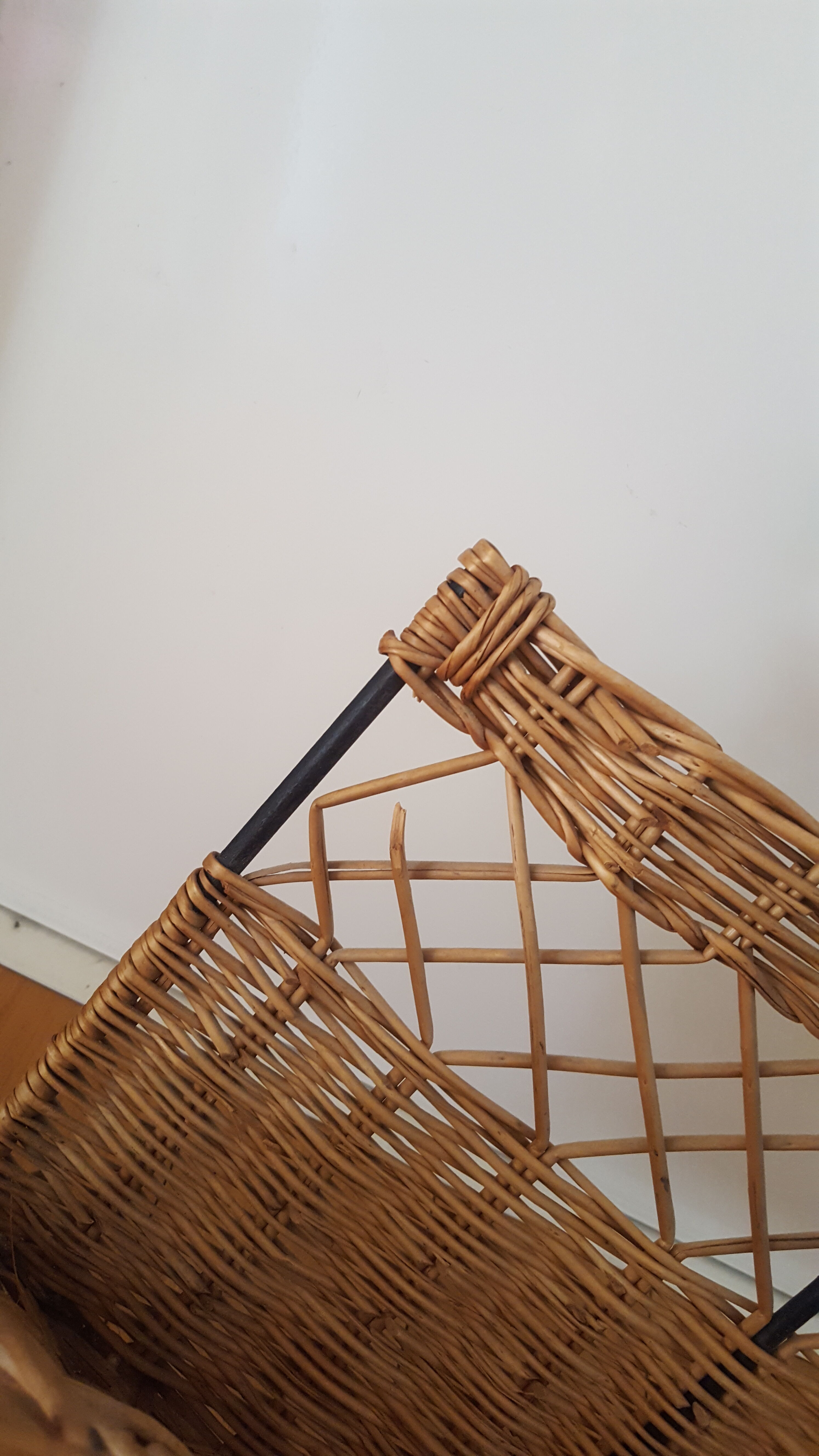 Vintage rattan magazine holder