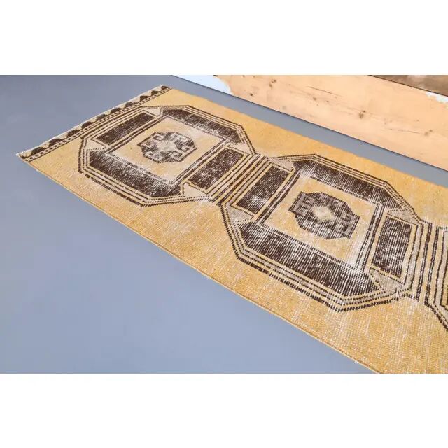 Vintage Orange Turkish Hand-Knotted Runner 80x338