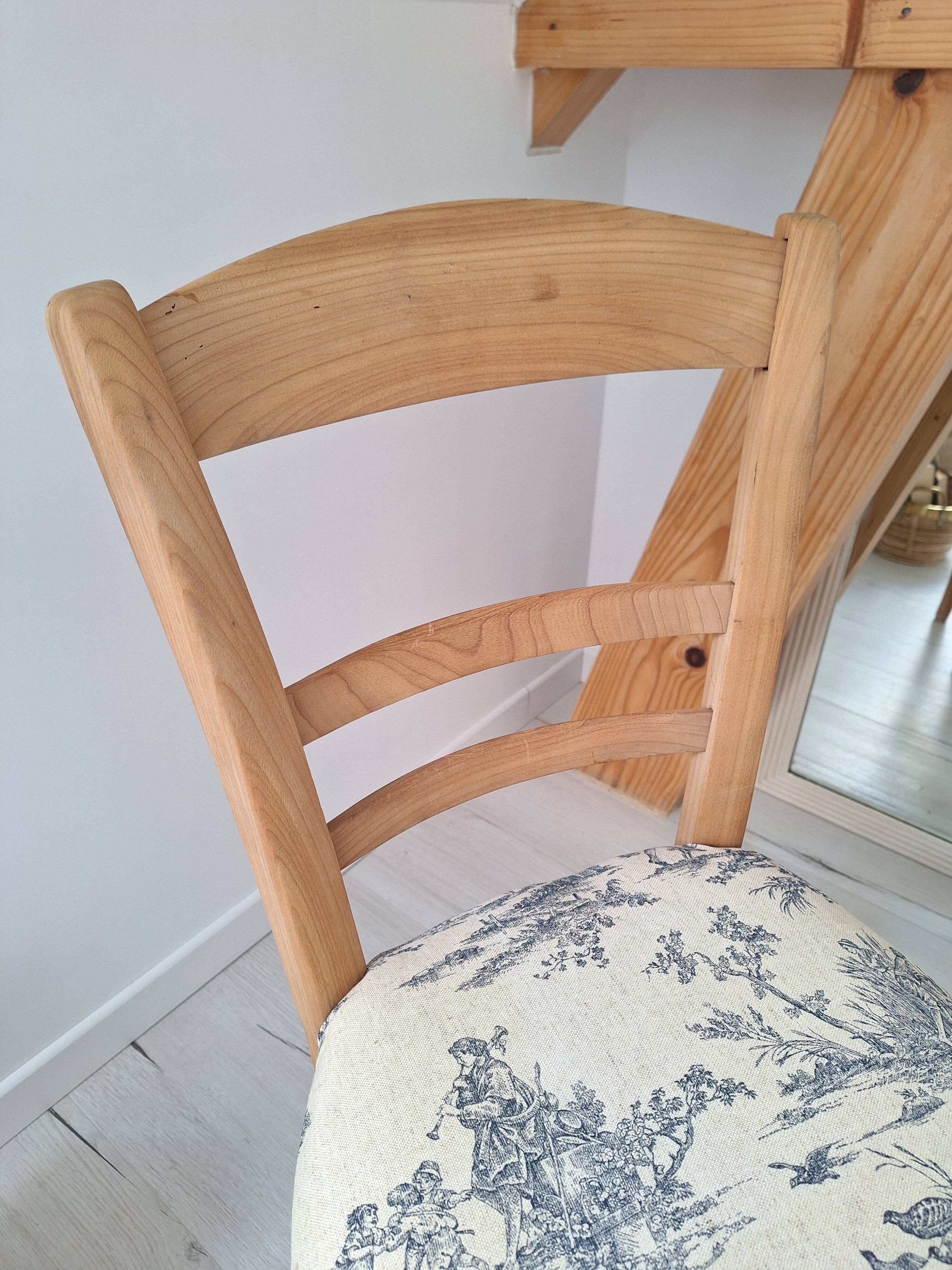 Chaise de campagne en toile de Jouy bleu