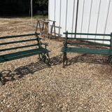 2-seat bench in wrought iron and wood