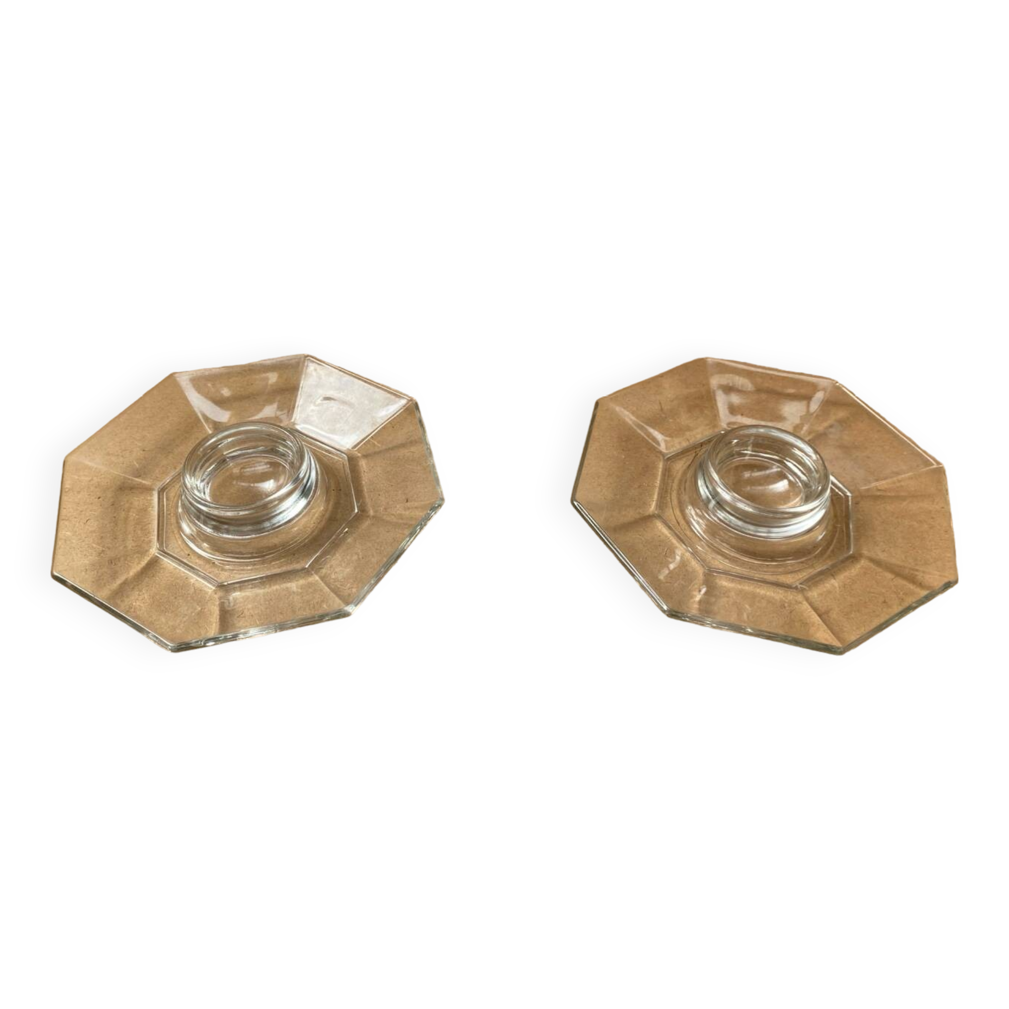 Pair Antique ARCOROC Octime Egg Cup Transparent Molded Glass Vintage #B478