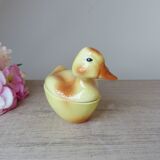 Yellow duckling small terrine Michel Gaugant, Earthenware duckling chick trinket box