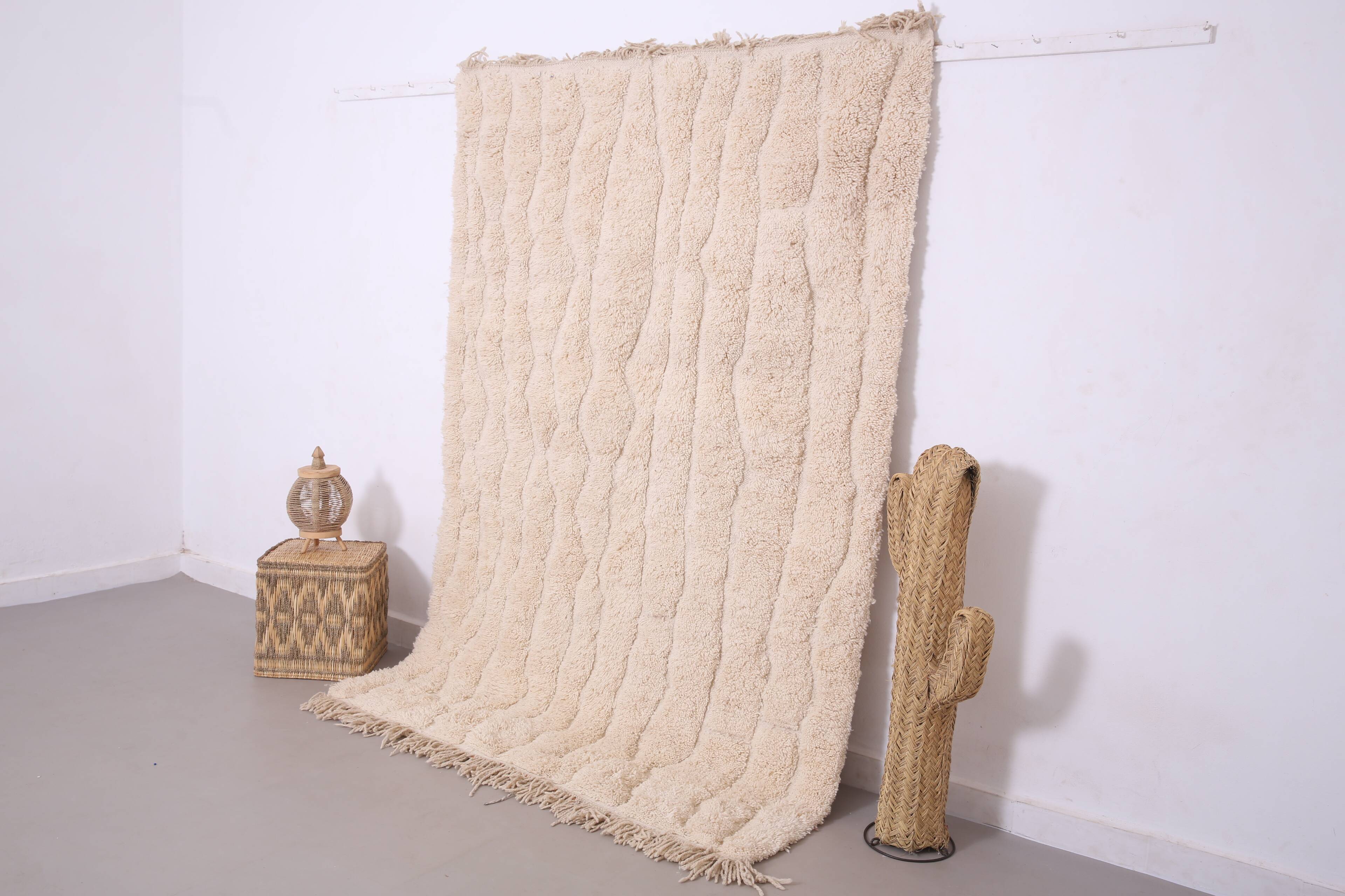 Cream Handmade Moroccan Rug 167 x 242 cm - Beige Beni Ourain Rug Berber