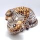 Hand Painted Ceramic Pair of Fighting Jaguars by Giovanni Ronzan, Italy