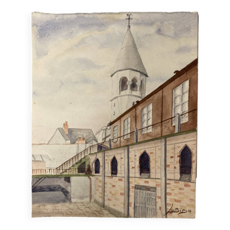 Our Lady of Hope, signed vintage watercolor