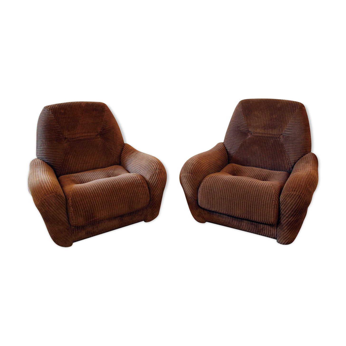 Pair of seventies velvet armchairs