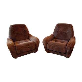 Pair of seventies velvet armchairs