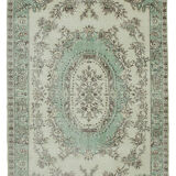 Tapis beige antique turc noué à la main des années 1980 177 cm x 280 cm