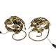 Hollywood regency set of 2 brass leaves table lamps, Bottega Gadda Italy, 1970s