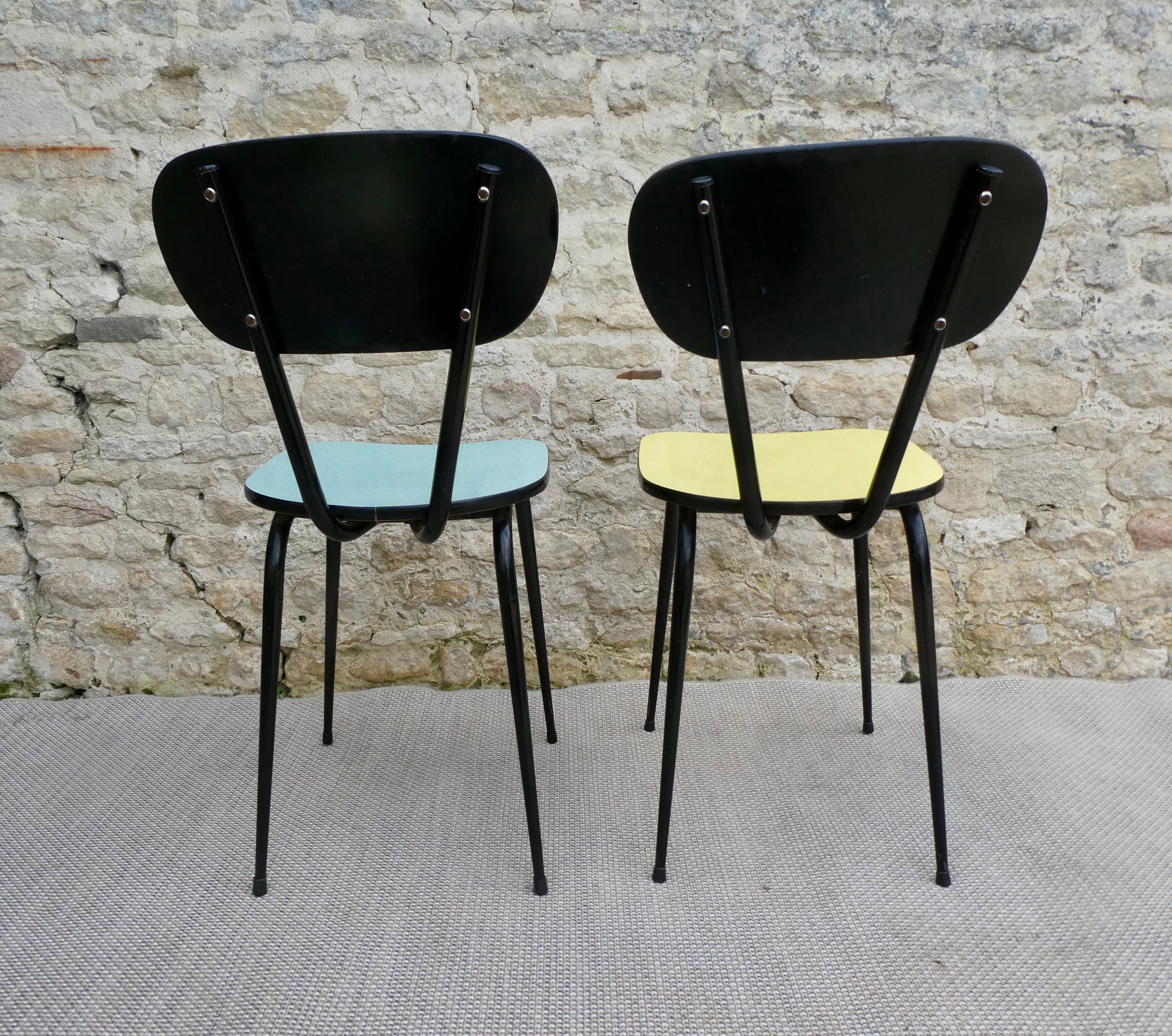 Pair of formica chairs with black tapered legs, 60s
