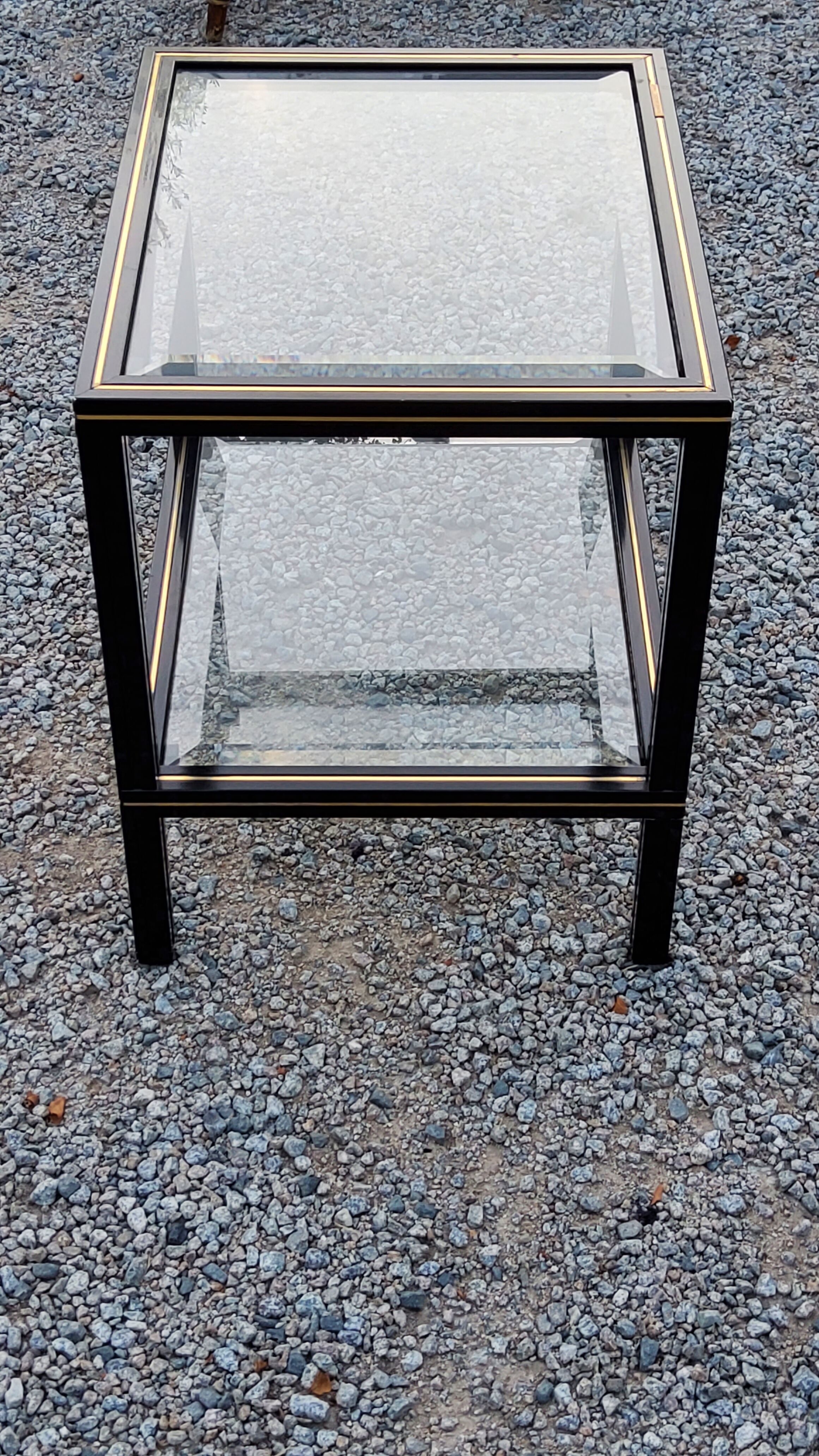 Side table end of sofa Pierre Vandel in metal and glass tops