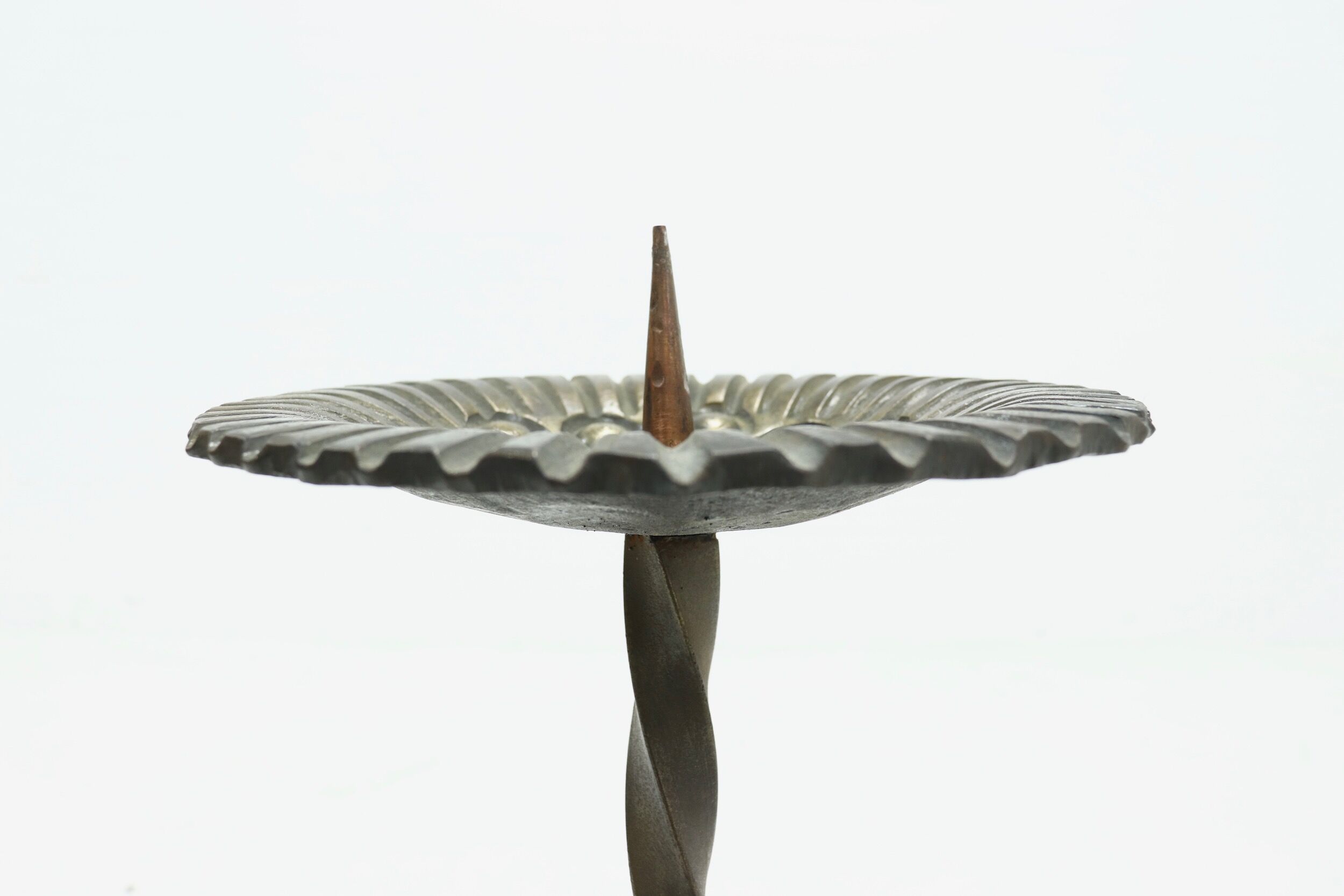 Sculptural brutalist metal candle holder 1960s
