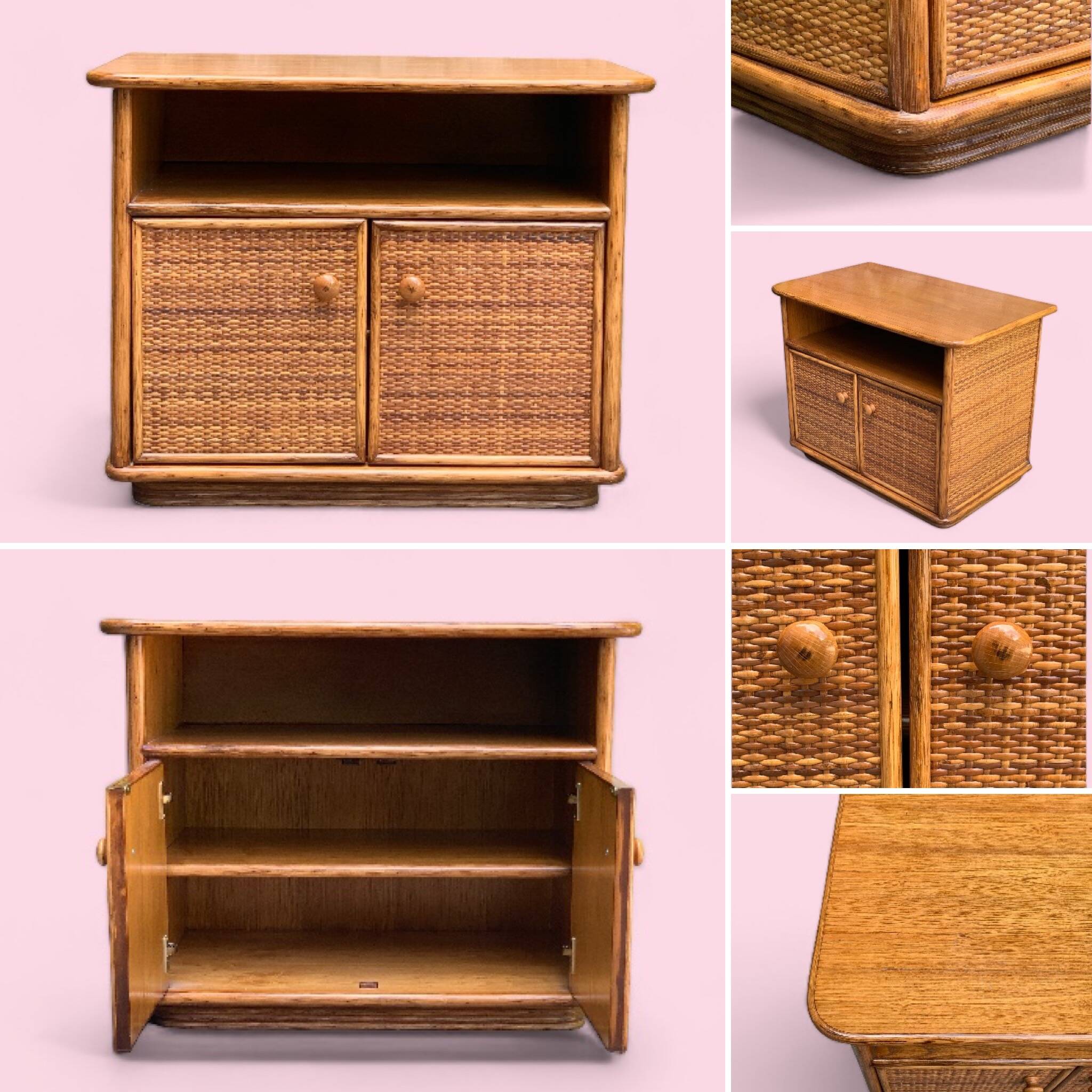 Oak rattan and woven wicker furniture 1980