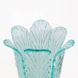 Mid-Century Modern Brass and Murano Glass Leaf Palm Table Lamps