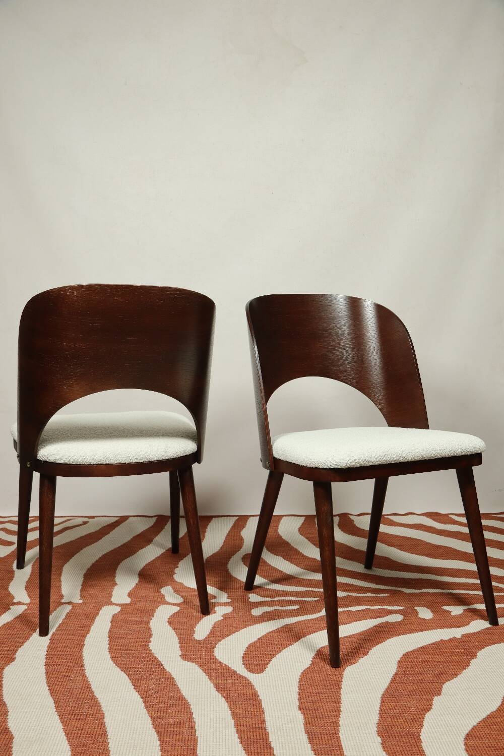 Dining chairs set of 4 oak wood white pearl buckle