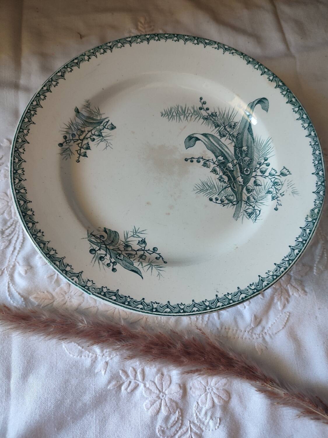 Ste Amandinoise iron earth compote bowl, Muguet model