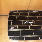 Coffee table formica feet compass glass tray 1960