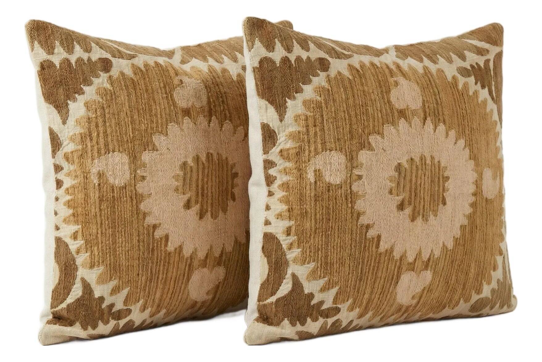 Set of 2 vintage embroidered cushion covers 61x64 cm