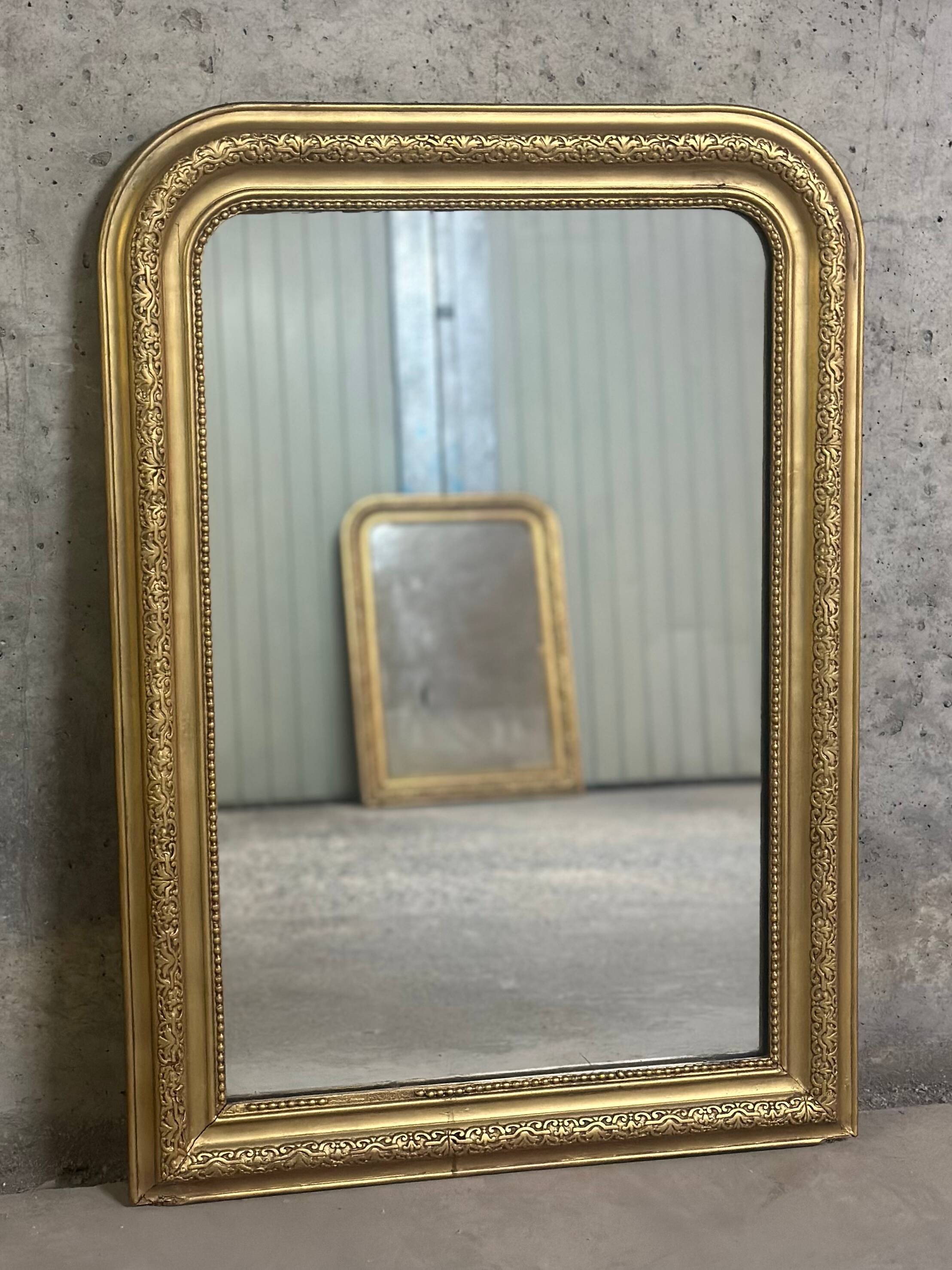 Antique Louis Philippe gilded vintage fireplace mirror - 86.5 x 62 cm