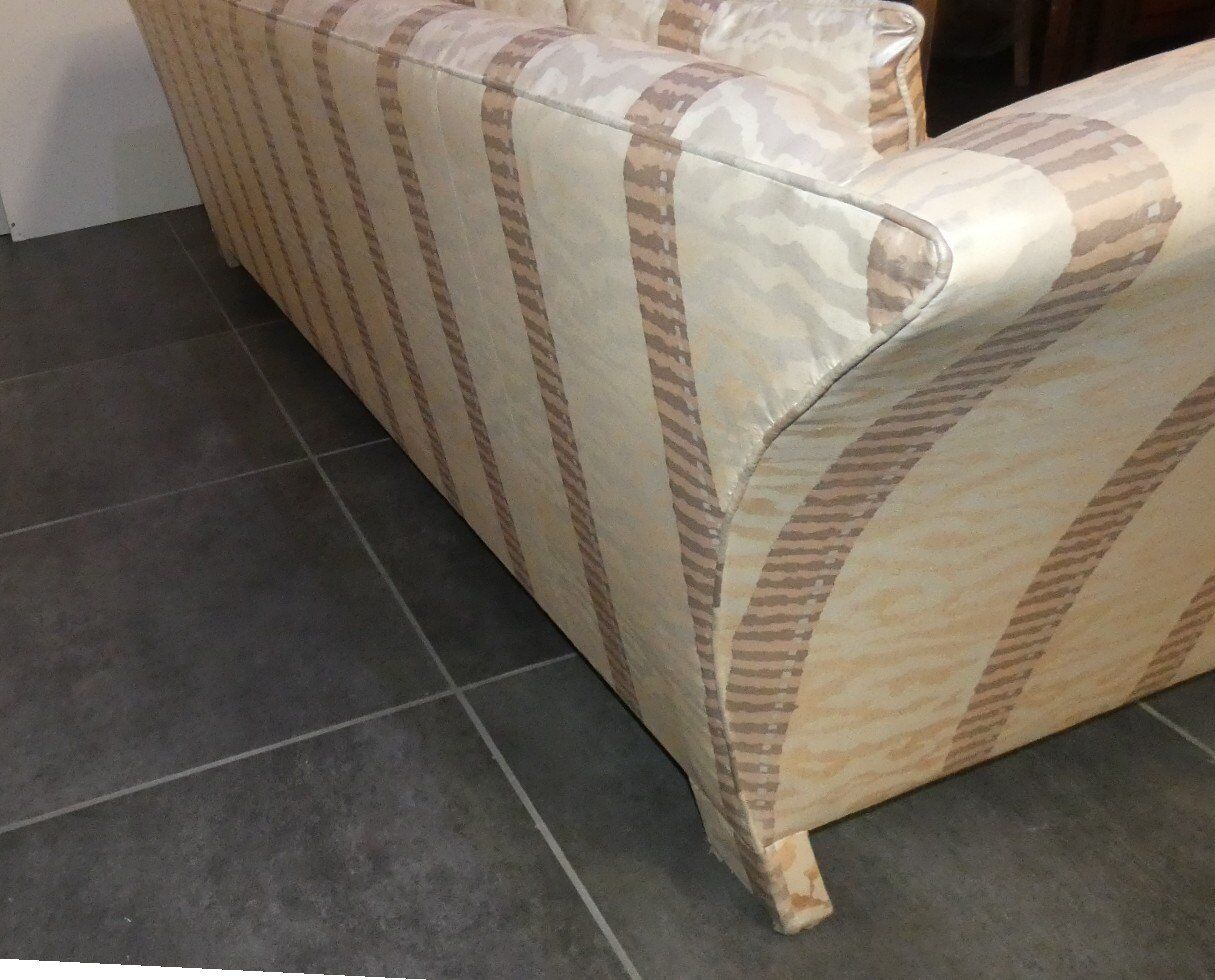 Sofa and armchair in colonial style with saber legs in resin, Italy, 1970s.