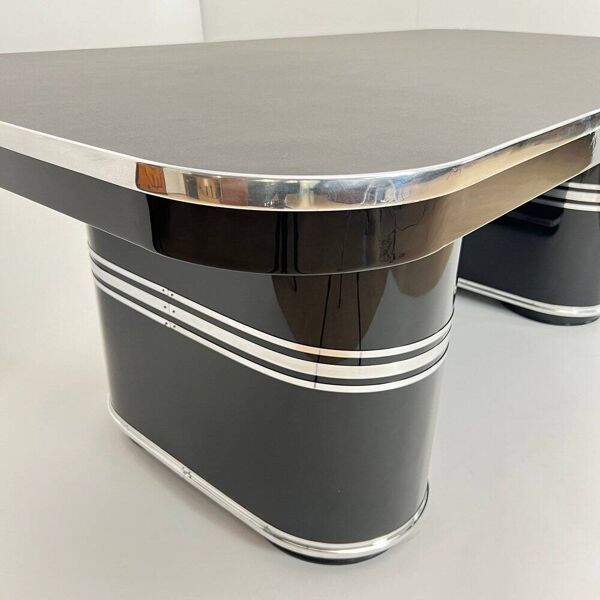 Bureau de New York en métal laqué noir et linoléum de Mauser, Allemagne, 1950