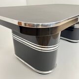 New York Desk in Black Lacquered Metal & Linoleum from Mauser, Germany, 1950