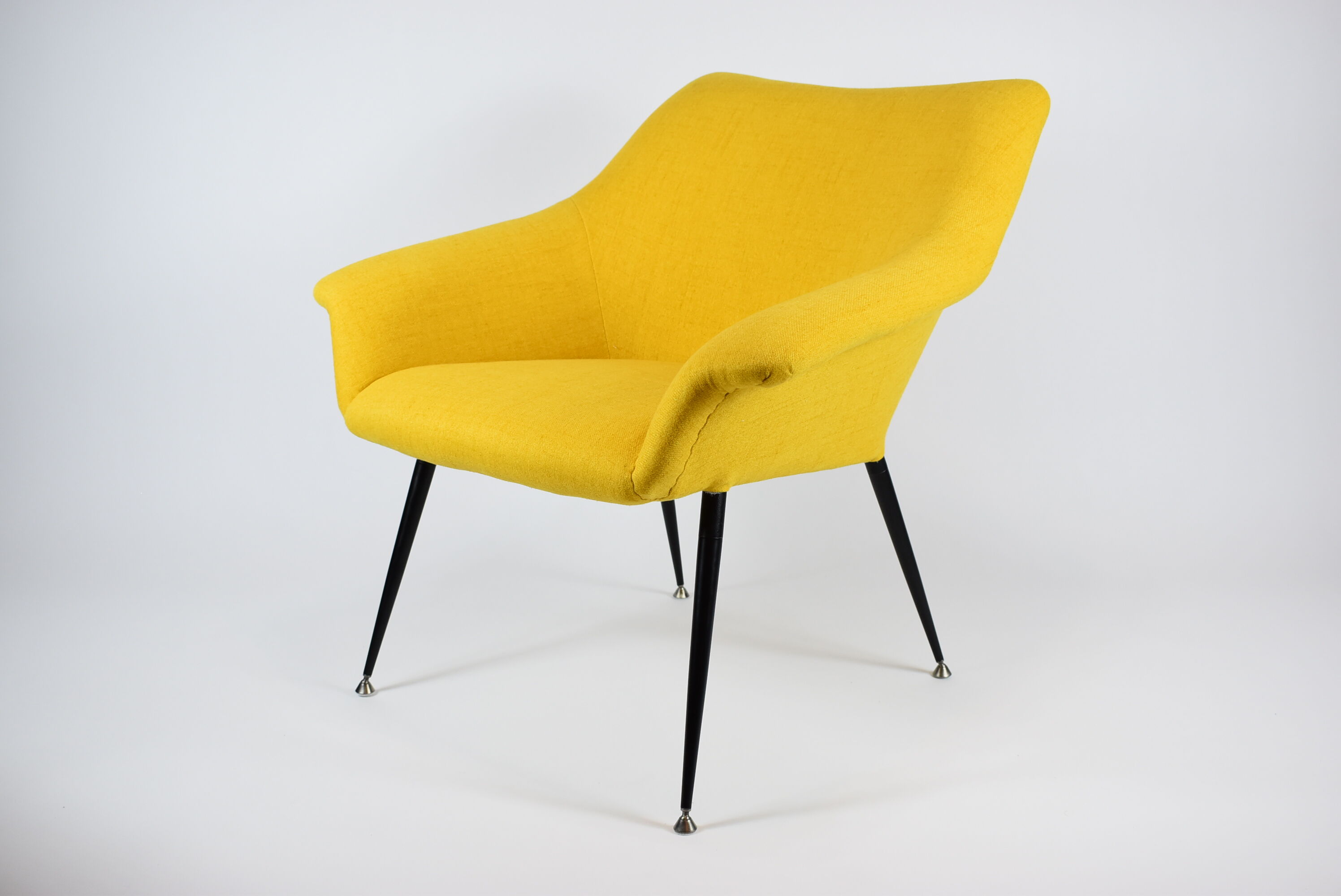 Vintage armchair "Shell", upholstered, Germany, 60s, grey fabric