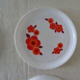 4 plates dessert flowers Arcopal lotus