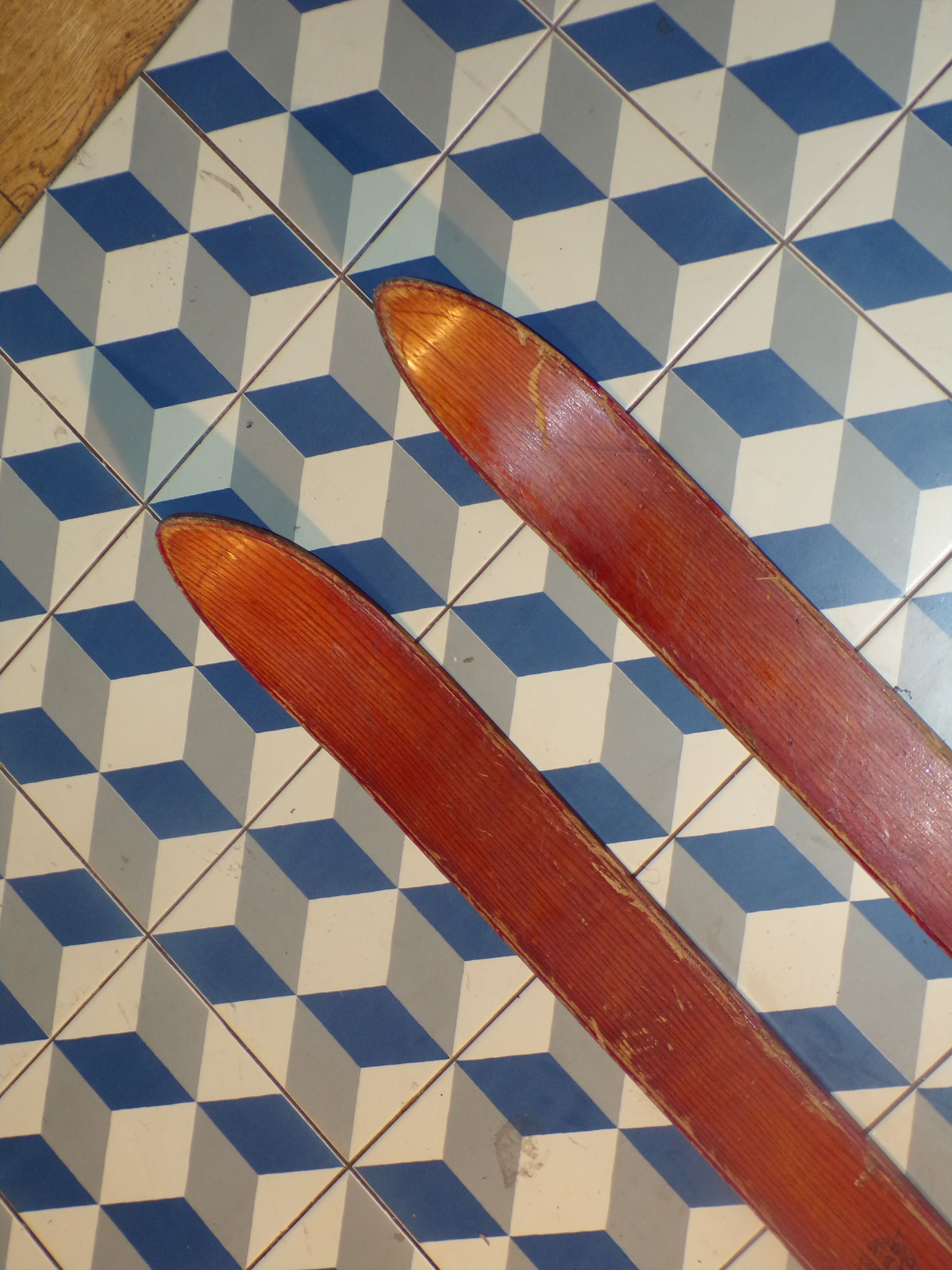 Pair of vintage 2,15 m wood