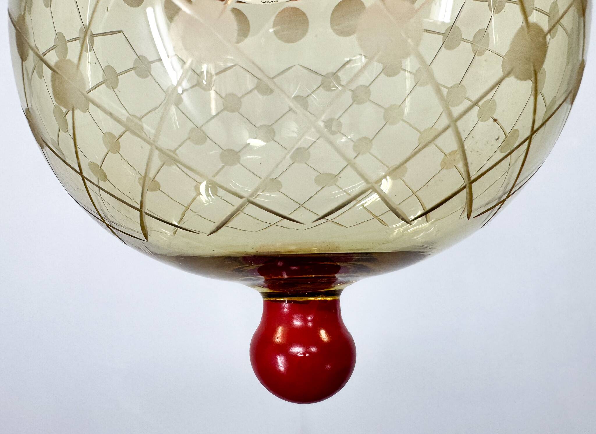 Suspension champignon en verre taillé et laiton des années 1950, Allemagne
