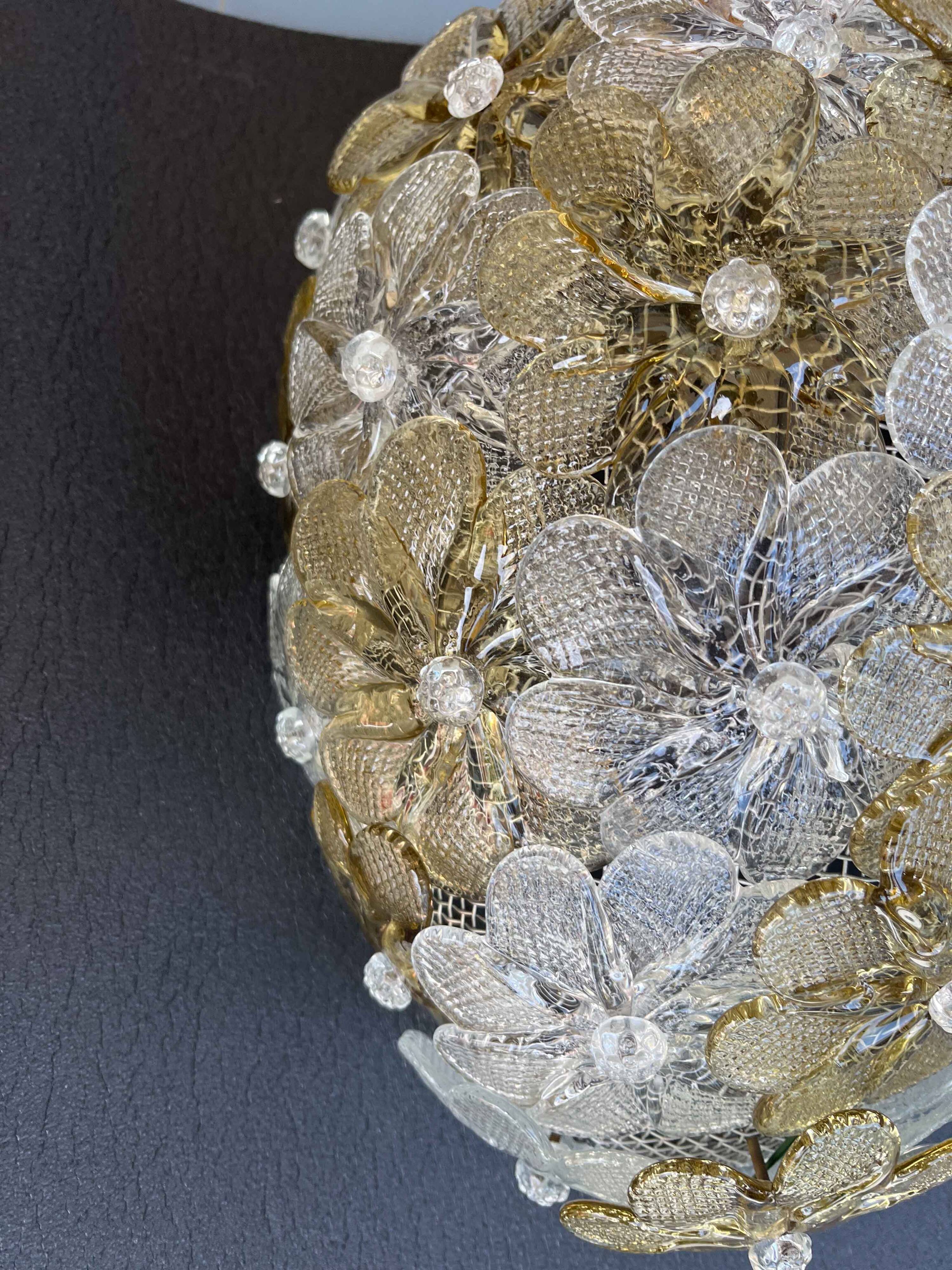 Set of 3 Murano Wall Light Flower by Seguso for Venini, Italy, 1960s