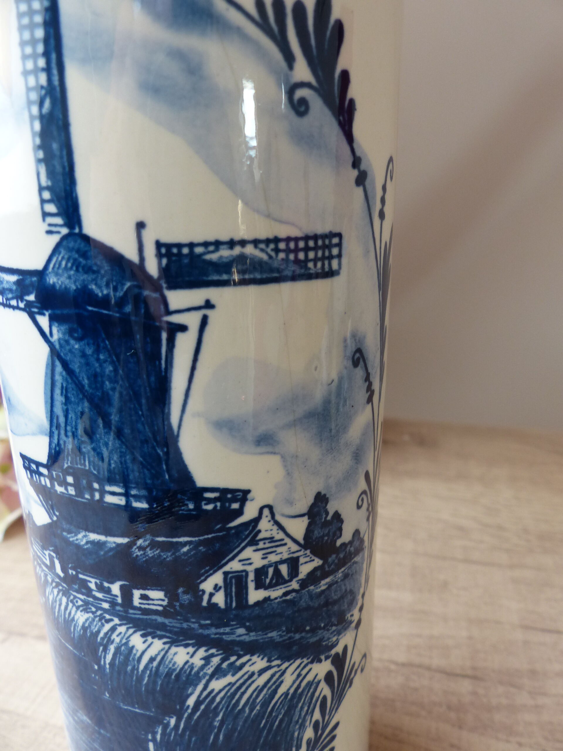 Bouteille delf blue hollandais avec bouchon de liège