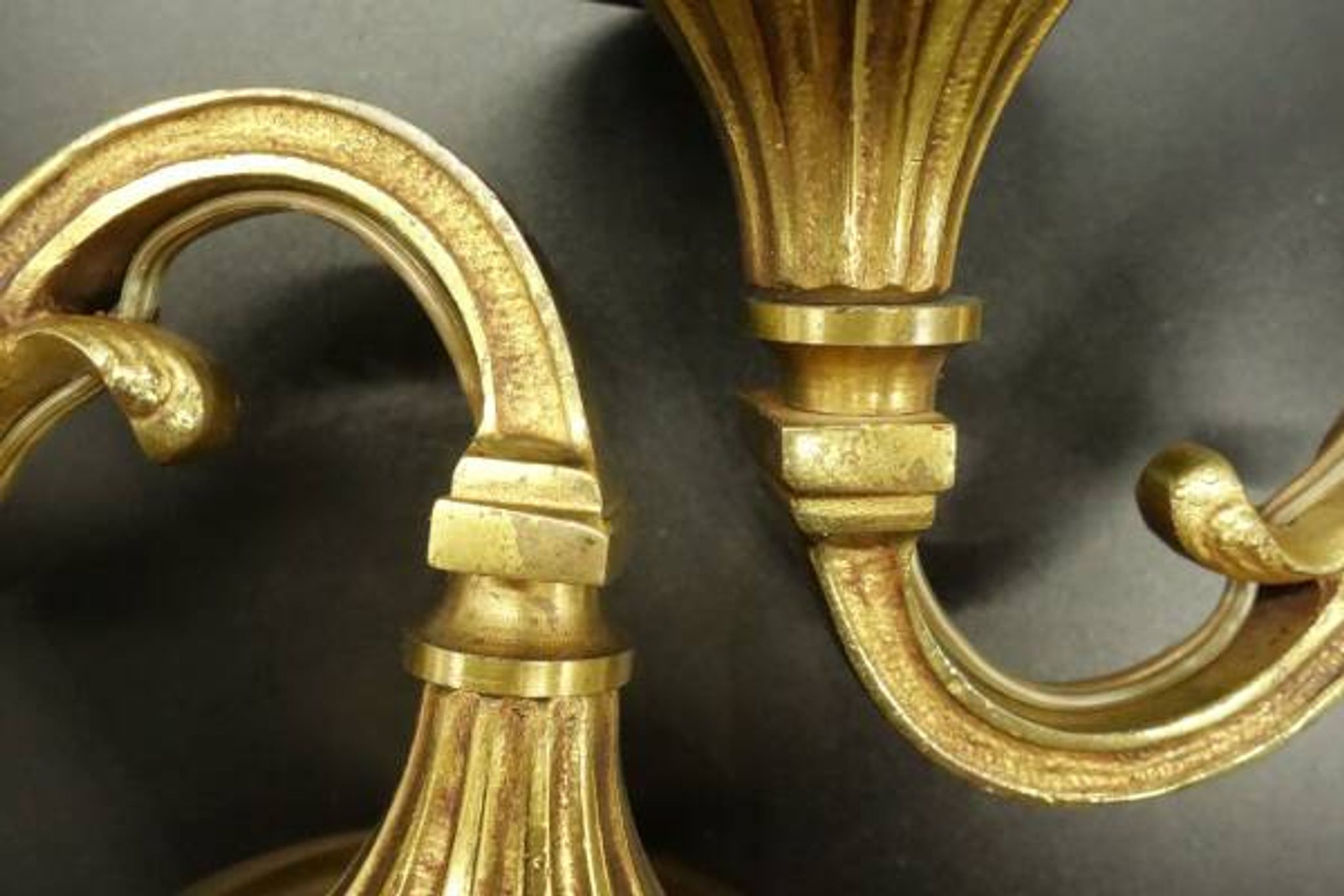Pair of 1-light louis xvi style wall lights from lucien gau, paris - bronze