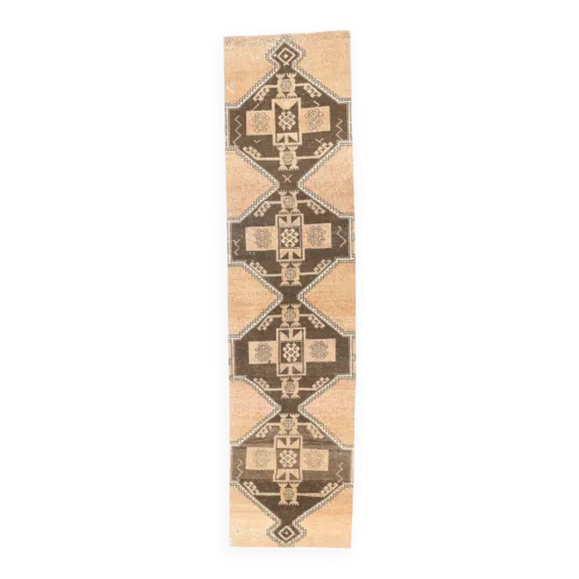 1970s Vintage Turkish Hand-Knotted Runner 94x386