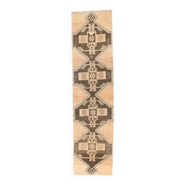 1970s Vintage Turkish Hand-Knotted Runner 94x386