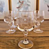 6 Cristal Arques Matignon liqueur glasses, engraved crystal