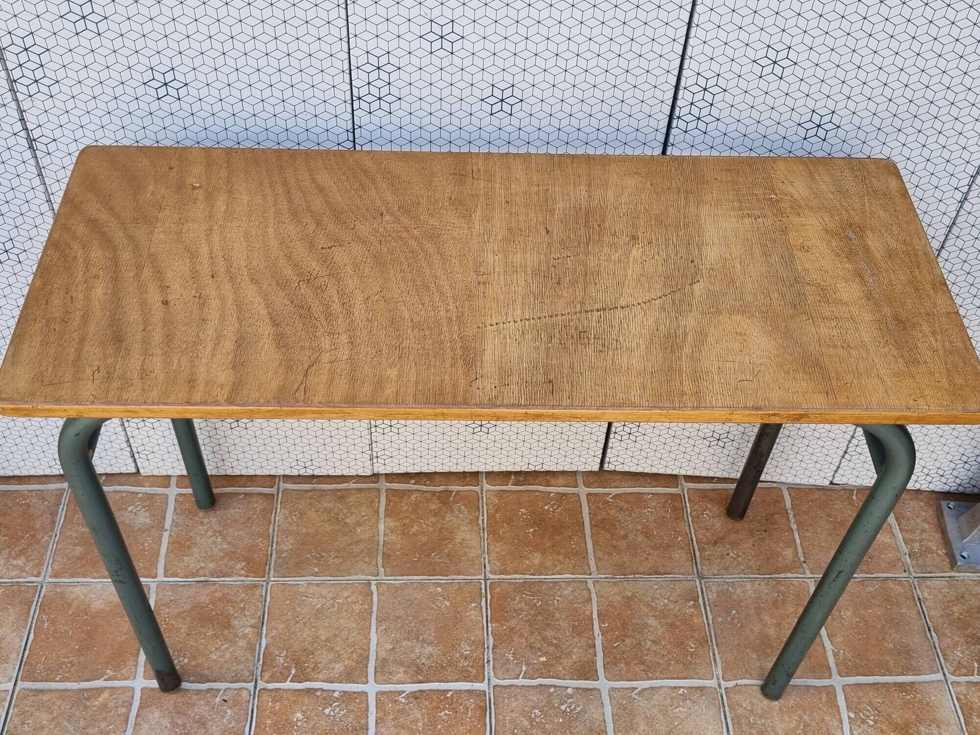 Vintage wooden and metal school desk