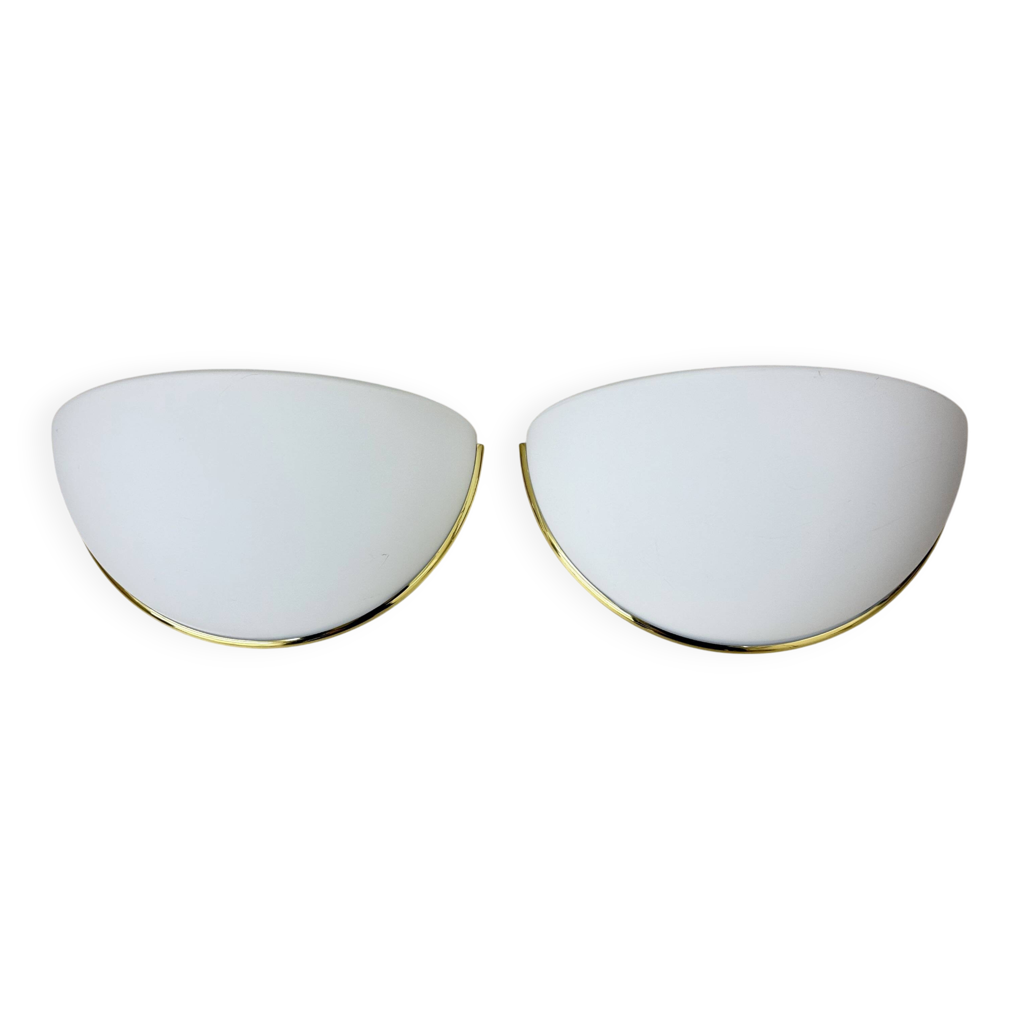 Pair of Limburg Glashütte wall lamp sconce opaline glass with golden detail