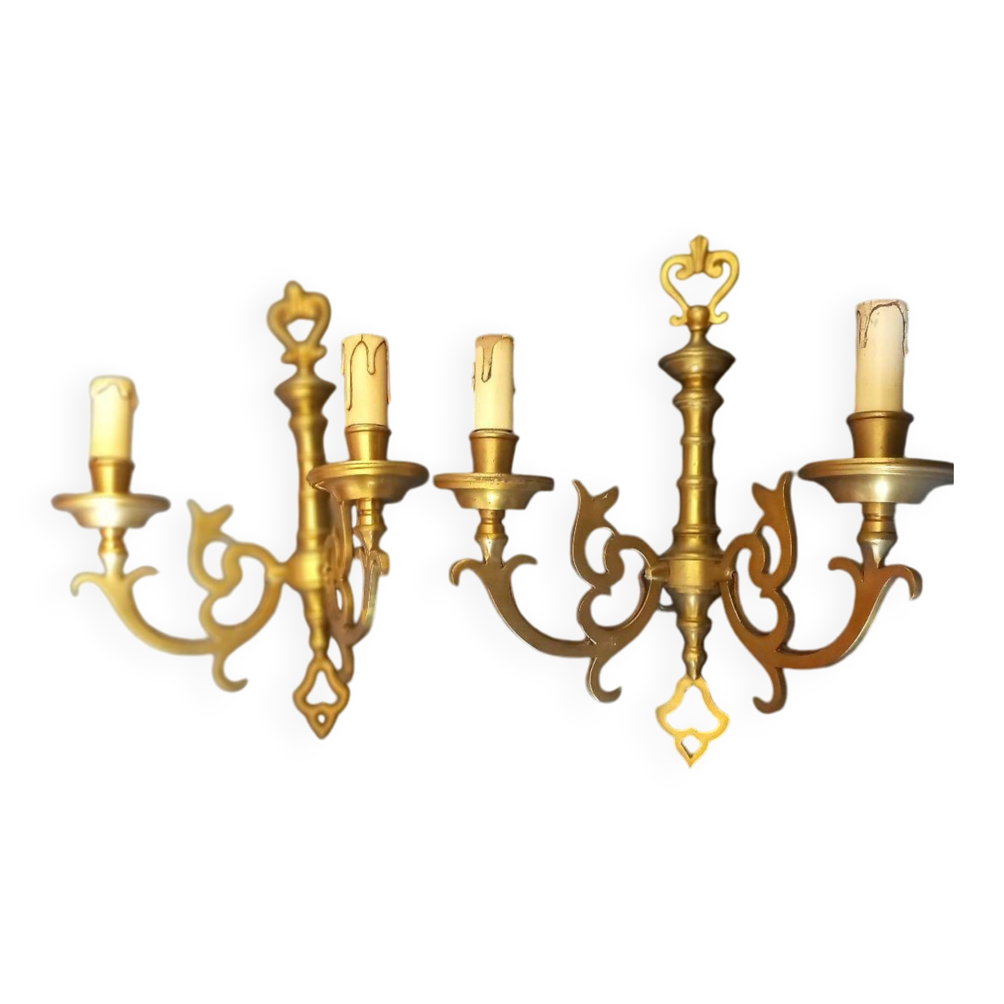 Pair of English Georgian style gilt bronze wall lights