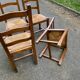 4 dining chairs made of solid wood with straw seats, farmhouse style, medium oak, 1960, 100cm.