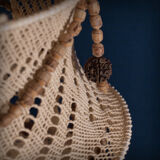Crochet and wood chandelier