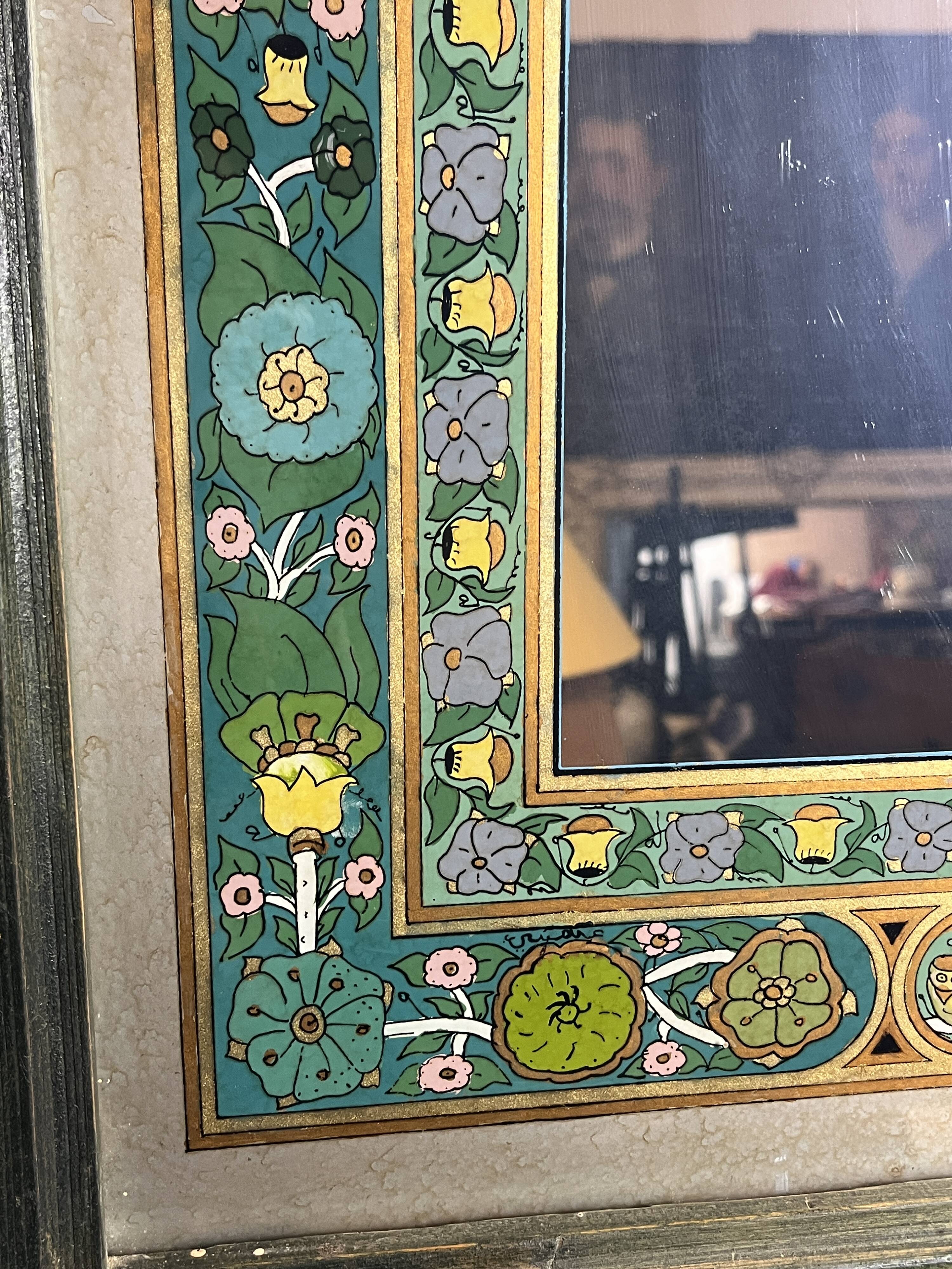Mirror and painting on glass Noah's Ark around 1970