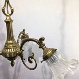 3-light chandelier in bronze and glass tulips