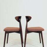 Set of 4 Modern Beech Wood Dining Chair, Herringbone terracota fabric