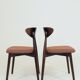 Set of 4 Modern Beech Wood Dining Chair, Herringbone terracota fabric