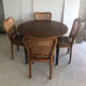 Table ronde avec rallonges et 4 chaises dossier cannage Vintage