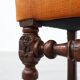 Louis XIII walnut stool with carved turned stretchers and upholstered seat