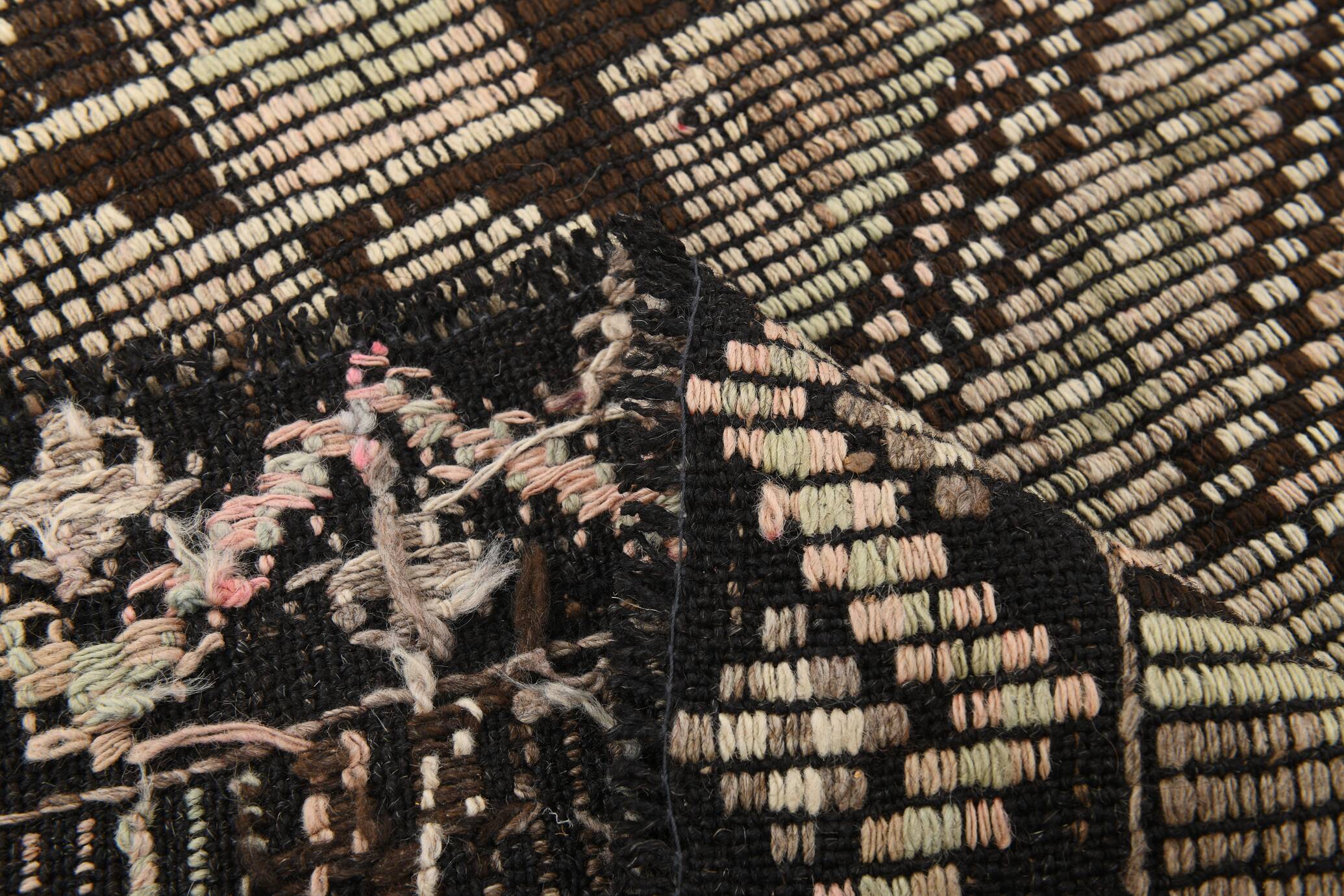 5x9 Cream Brown Handmade Kilim Rug, 151x286Cm