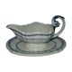 Saucière in Gien earthenware anse in the shape of a dolphin decoration garland 1900