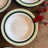 Set of 7 antique deep plates Salins - green Texas -
